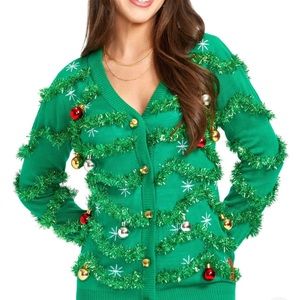 Tipsy Elves GAUDY GARLAND UGLY CHRISTMAS CARDIGAN SWEATER